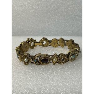 Vintage Gold Tone Slide Charm Bracelet 7.25” Long